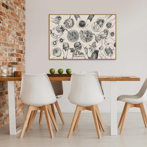 Framed Canvas Wall Art Vintage Print Cheers Friends Clinking Cute Minimalist Mid - Picture 4 of 6